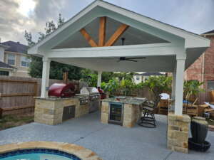 Cabana with outdoor kitchen
